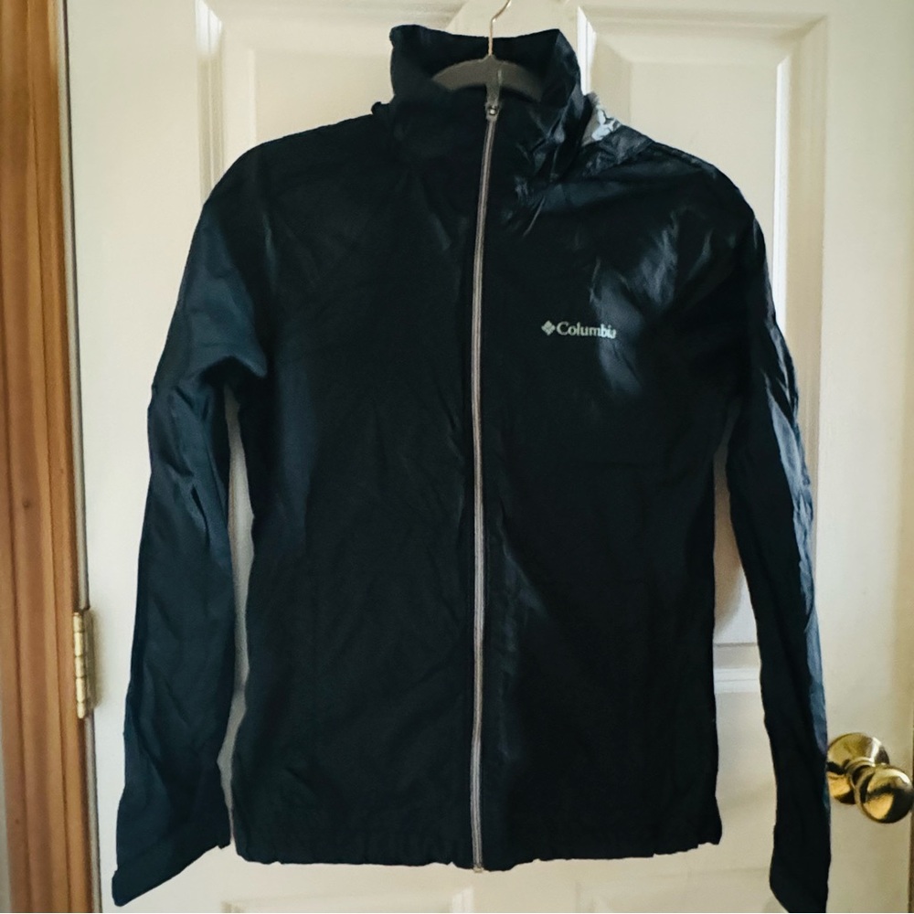 Columbia Women’s Black Rain Jacket with Hood Size Small